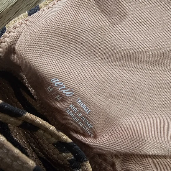 Aerie Pique Triangle Bikini Top Brown Black Zebra Stripes Medium - Picture 8 of 9